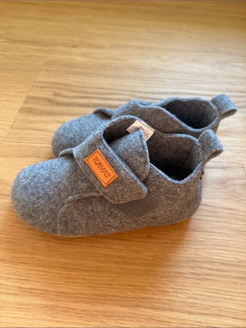 Gray Felt Baby Walker Shoes with Hook-and-Loop Strap